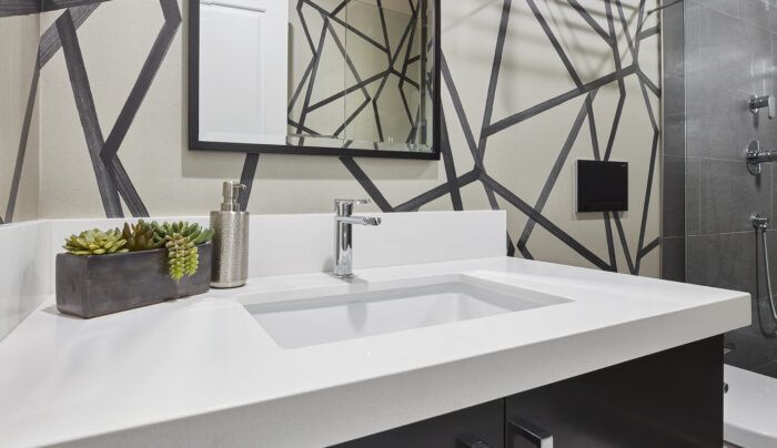 Denali White Quartz_Basaltina Nero SP 12x24